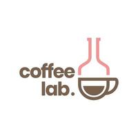 laboratori bicchiere con caffè tazza scienza gusto formula bevanda fagiolo logo design vettore icona illustrazione modello