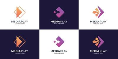 impostato di astratto media giocare logo design modello. media giocare tecnologia icona simbolo. vettore