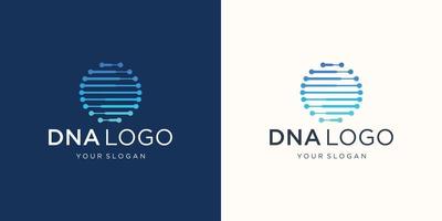 vettore dna genetico logo design modello con cerchio forma orizzontale linea concetto.