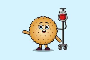 carino cartone animato di biscotti avendo sangue trasfusione vettore