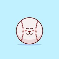 addormentato carino e kawaii baseball palla cartone animato personaggio illustrazione. rilassare con chiuso occhi espressione di baseball palla cartone animato personaggio vettore