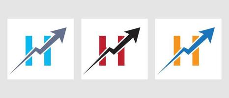 lettera h finanza logo concetto con crescita freccia simbolo vettore