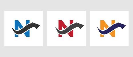 lettera n finanza logo concetto con crescita freccia simbolo vettore