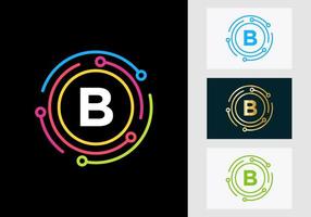 lettera B tecnologia logo design. Rete logo simbolo vettore
