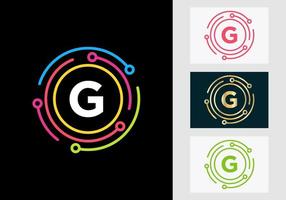 lettera g tecnologia logo design. Rete logo simbolo vettore