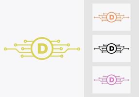 lettera d tecnologia logo design modello. Rete logo design vettore