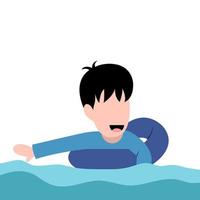 poco ragazzo personaggio nuoto illustrazione vettore