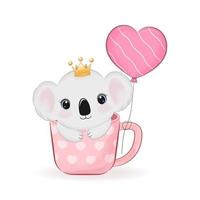 carino koala orso nel caffè tazza, San Valentino giorno concetto vettore