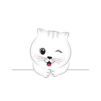 carino poco bianca gatto cartone animato illustrazione vettore