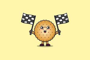 illustrazione di biscotti cartone animato Tenere gara bandiera vettore