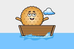 carino cartone animato biscotti ottenere su barca illustrazione vettore