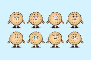 impostato kawaii biscotti cartone animato personaggio espressioni vettore