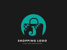 vettore shopping Borsa isolato cerchio con lettera j, veloce shopping icona , creativo veloce negozio, creativo veloce shopping logo modelli.