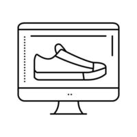 illustrazione vettoriale dell'icona della linea dello schermo del computer di progettazione della scarpa