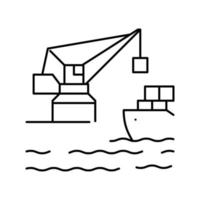 illustrazione vettoriale dell'icona della linea del porto della gru