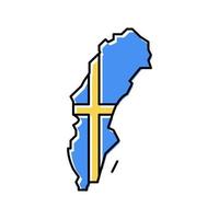 Svezia nazione carta geografica bandiera colore icona vettore illustrazione