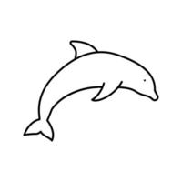 illustrazione vettoriale dell'icona della linea oceanica del delfino