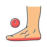 illustrazione vettoriale dell'icona del colore dei piedi piatti della malattia