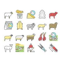set di icone di affari di allevamento di pecore vettore