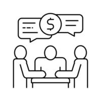 illustrazione vettoriale dell'icona della linea di discussione e riunione d'affari degli azionisti