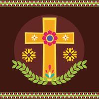 croce messicana e disegno vettoriale corona