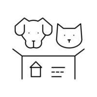 cane e gatto alla ricerca di una nuova casa icona linea illustrazione vettoriale