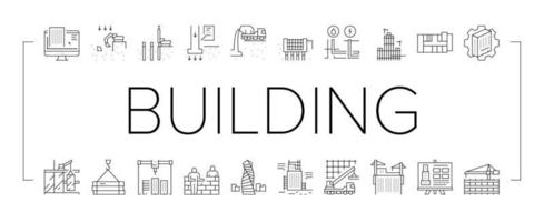 set di icone di raccolta di costruzione di edifici vettore