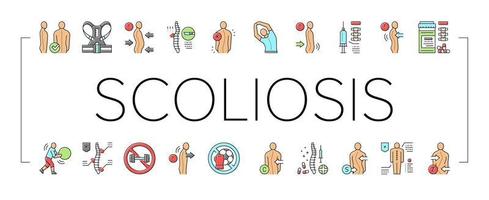 scoliosi malattia collezione icone impostato vettore