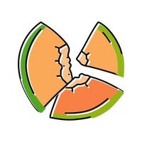 tagliare fetta verde melone Cantalupo colore icona vettore illustrazione