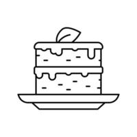 illustrazione vettoriale dell'icona della linea dell'ingrediente della carota al forno della torta