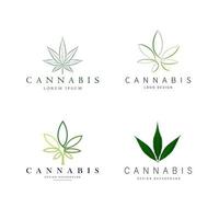 set logo foglia di cannabis verde vettore