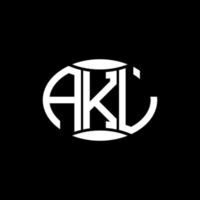 akl astratto monogramma cerchio logo design su nero sfondo. akl unico creativo iniziali lettera logo. vettore