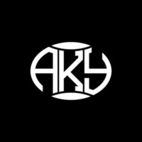 aky astratto monogramma cerchio logo design su nero sfondo. aky unico creativo iniziali lettera logo. vettore