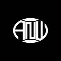 anw astratto monogramma cerchio logo design su nero sfondo. anw unico creativo iniziali lettera logo. vettore