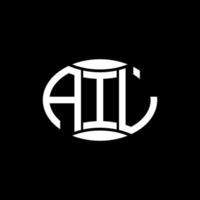 ail astratto monogramma cerchio logo design su nero sfondo. ail unico creativo iniziali lettera logo. vettore