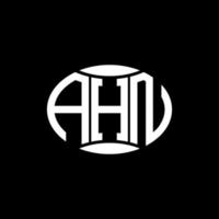 ahn astratto monogramma cerchio logo design su nero sfondo. ahn unico creativo iniziali lettera logo. vettore