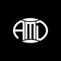amd astratto monogramma cerchio logo design su nero sfondo. amd unico creativo iniziali lettera logo. vettore