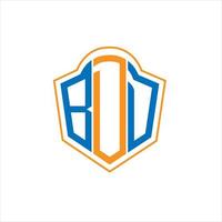 bdd astratto monogramma scudo logo design su bianca sfondo. bdd creativo iniziali lettera logo. vettore