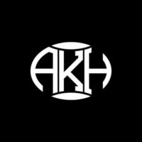 akh astratto monogramma cerchio logo design su nero sfondo. akh unico creativo iniziali lettera logo. vettore