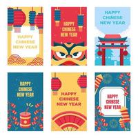 carte di capodanno cinese vettore