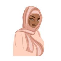 musulmano donna nel hijab. ritratto di un' giovane arabo ragazza nel tradizionale vestire. vettore avatar nel cartone animato stile.