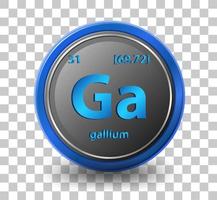 elemento chimico gallio. simbolo chimico con numero atomico e massa atomica. vettore
