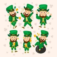 collezione di personaggi leprechaun vettore