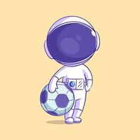 astronauta invita per giocare calcio vettore