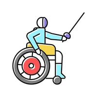 scherma portatori di handicap atleta colore icona vettore illustrazione