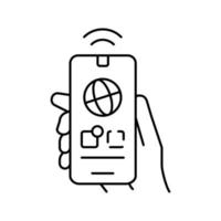 illustrazione vettoriale dell'icona della linea dell'app mobile di comunicazione Internet