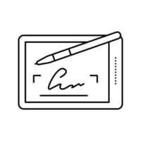 illustrazione vettoriale dell'icona della linea digitale della firma