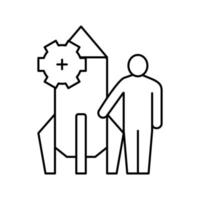 illustrazione vettoriale dell'icona della linea di lavoro veloce umana e del razzo