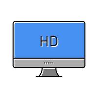 illustrazione vettoriale dell'icona del colore dello schermo del computer con risoluzione hd