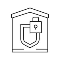 illustrazione isolata del vettore dell'icona della linea di sicurezza del lucchetto dell'edificio
